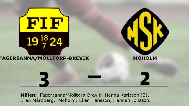Fagersanna/Mölltorp-Brevik vann mot Moholms SK
