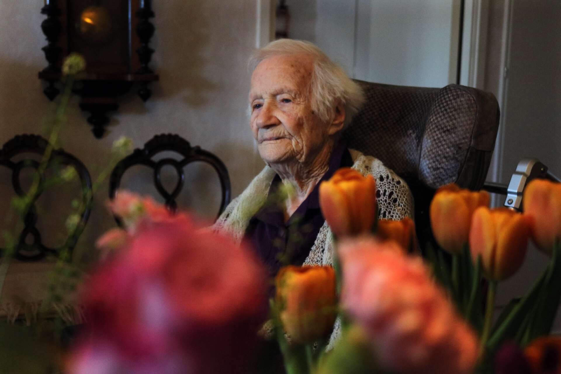 Bilden är tagen när Maria fyllde 106 år.