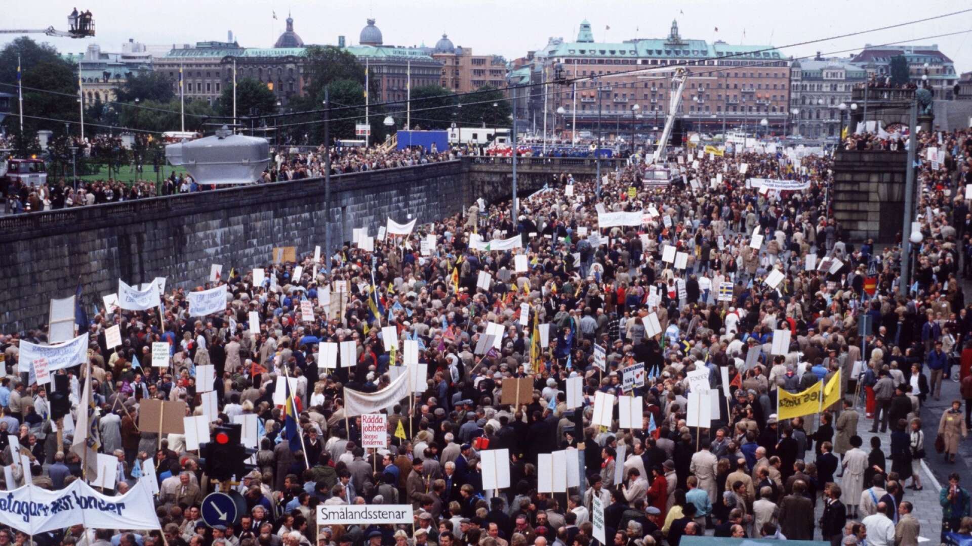 Demonstration mot löntagarfonder i Stockholm 1983.