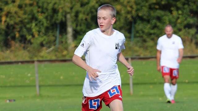 Edwin Norell Näslund är inte ens 13 år fyllda, men kan redan stoltsera med sitt första seniormål för Ämterviks FF.