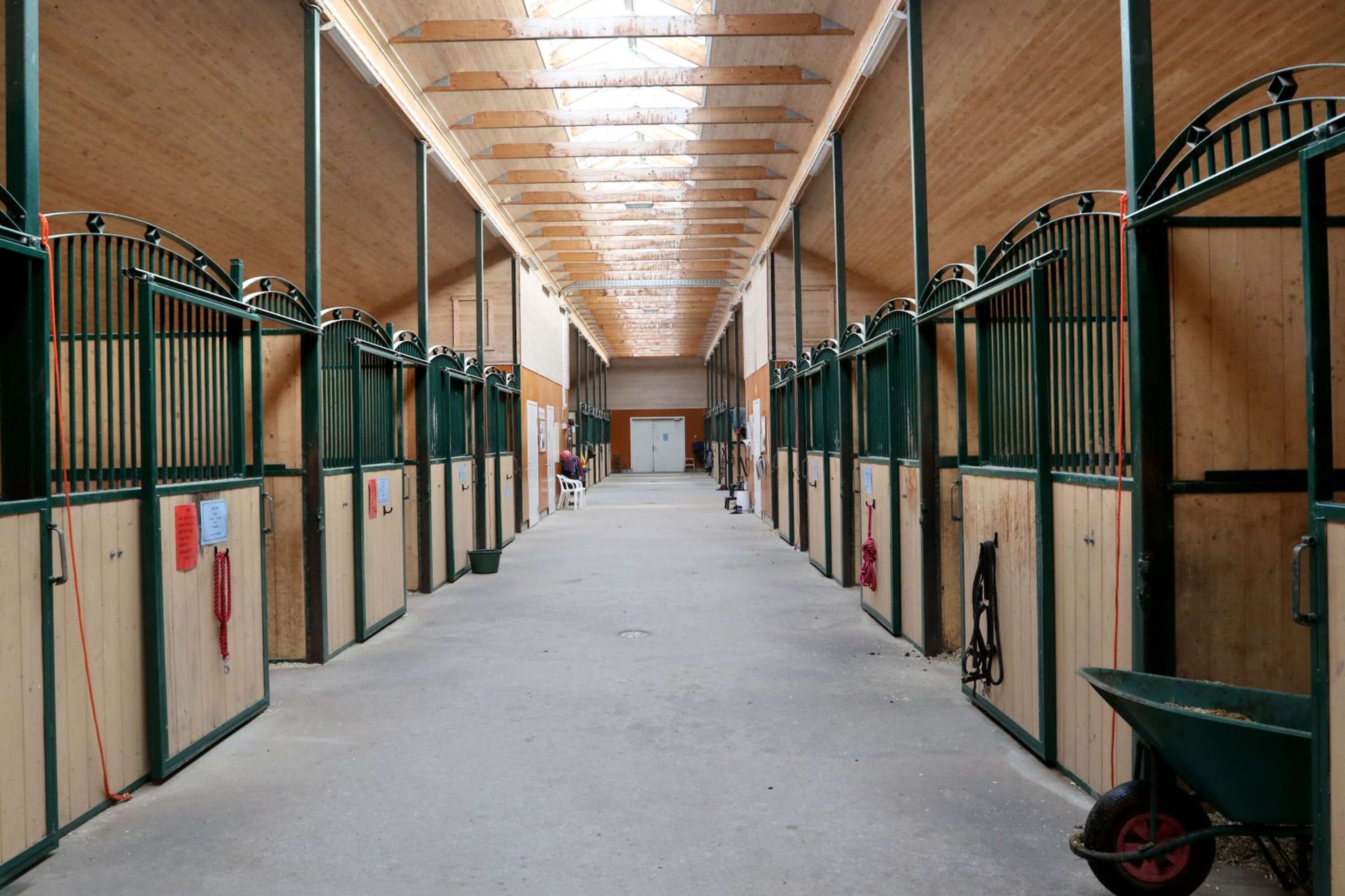 Stallet byggdes 2009 och rymmer både ridskolehästar och inackorderade hästar.