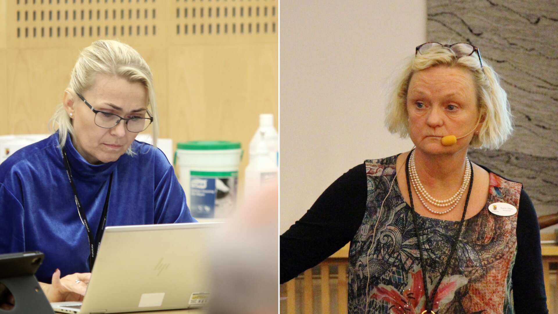 Enligt Karin Utbo fick hon inga skäl till varför hon tvingas lämna uppdraget som socialchef i Mariestad. Kommundirektör Susanne Wirdemo (till vänster), som gav beskedet till Utbo, vill inte kommentera det.