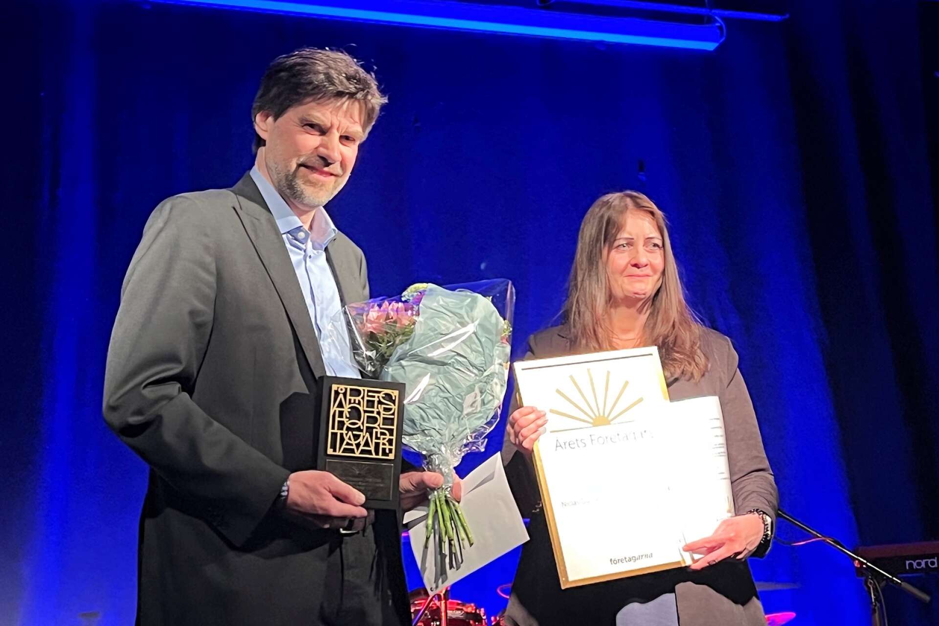 Niclas Gustafsson och Susanne Andersson från Electec Systems tog emot priset som Årets företagare för andra gången. Förra gången var för exakt 20 år sedan och sedan dess har företaget växt med 40 anställda.