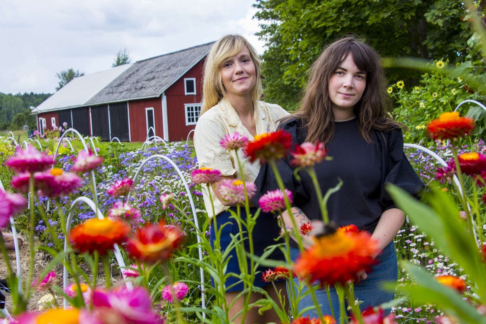 Hanna Mollstedt och Matilda Lindhé driver Lilla Kvarnens Trädgård med bland annat blomförsäljning och bukettbindarkurser.