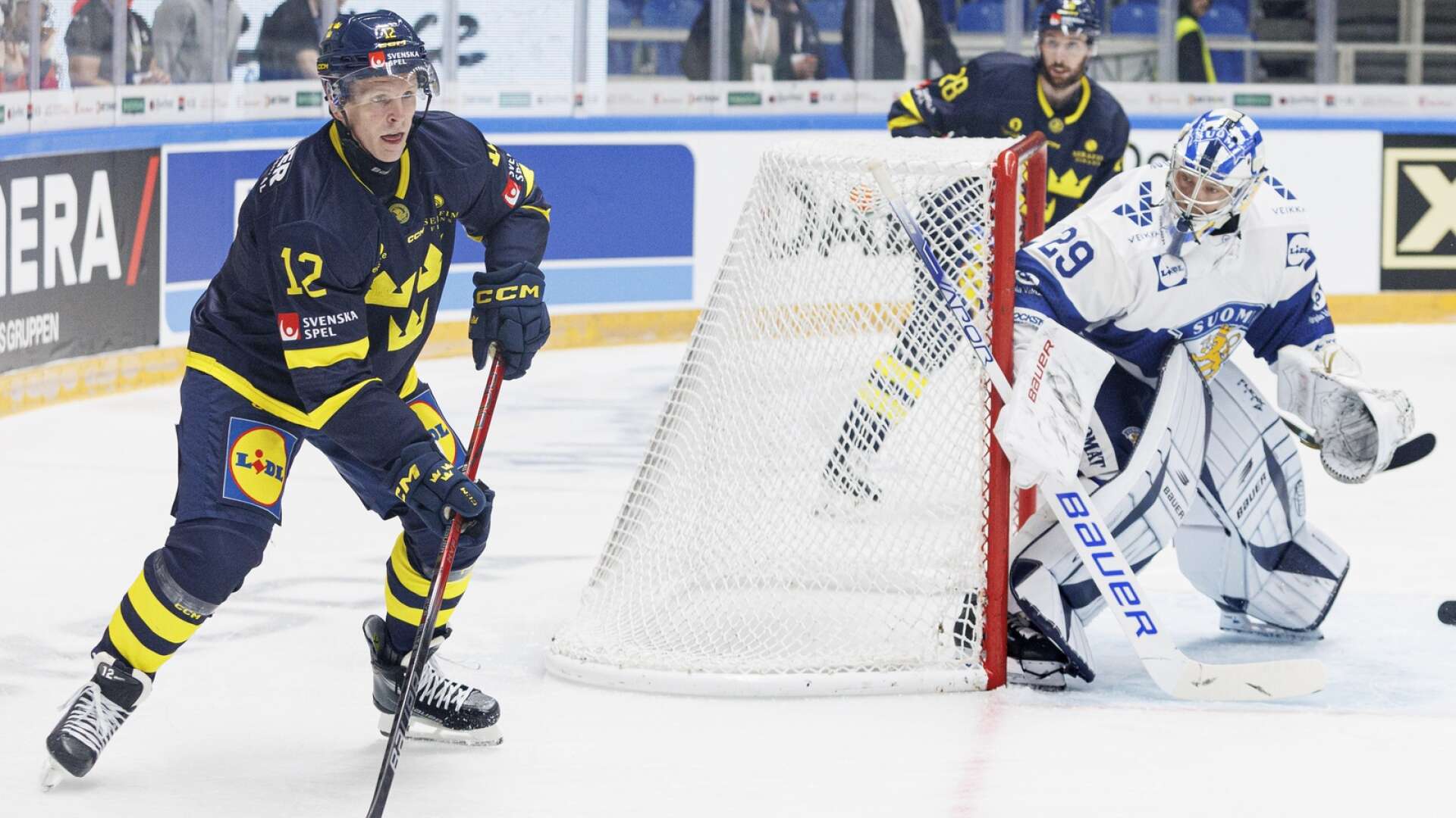 Max Friberg gjorde ett av Sveriges mål i VM-genrepet mot Finland.