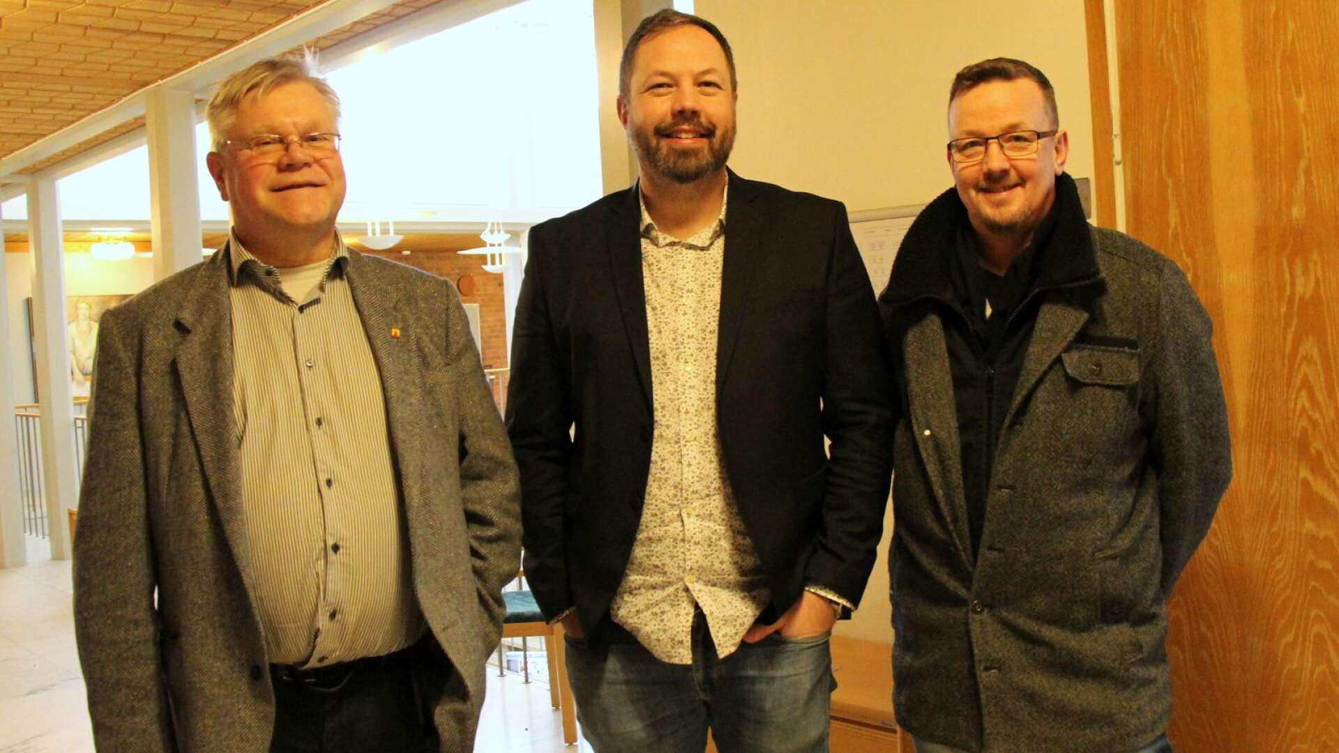 Kommunchef Jan Lilja, Jens Fischer kommunalråd (OR)  och oppositionsrådet Tomas Pettersson (S)